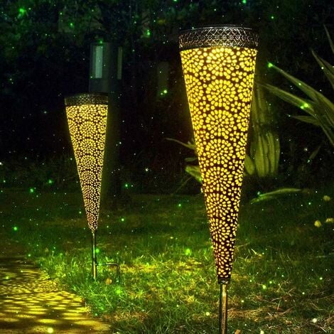 Lot de 2 lampes solaires d'extérieur en métal creux - Lampes LED  décoratives : : Bricolage