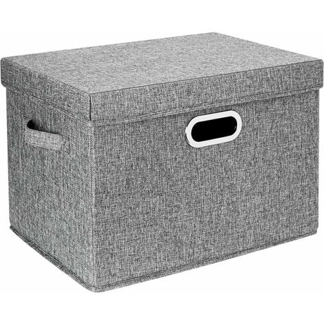 Casier de Rangement Tissu Organisateur Armoire Placard Tiroir Panier Caisse  Cube Pour Vêtement Livres en coton lin gris 