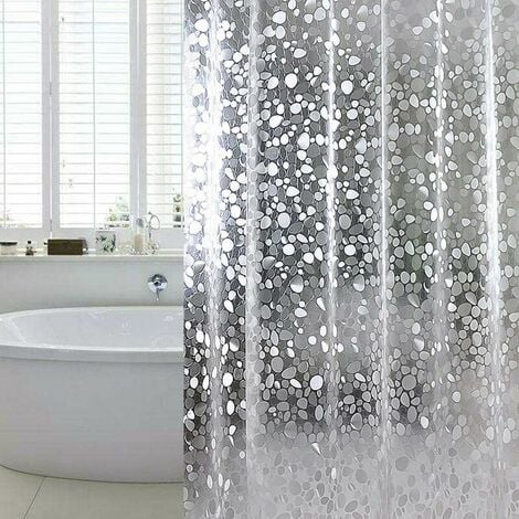 Rideau de douche à carreaux blancs, multi-taille, 80x180/100x180