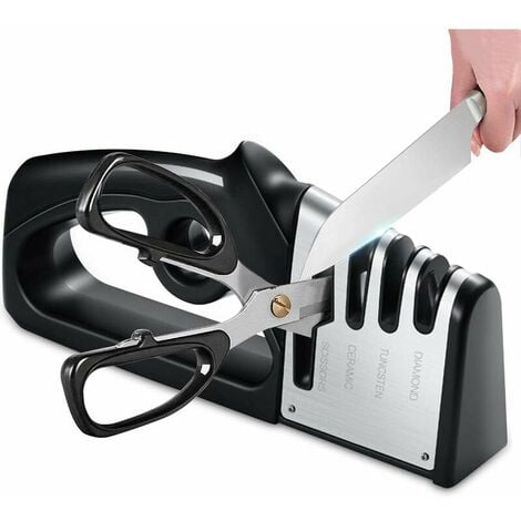 Aiguiseur de couteau électrique, aiguiseur de couteau de cuisine, affineur  de ciseaux rechargeable à 2 étages avec base antidérapante, pour parage,  chefs et kni de poche