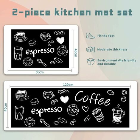 Tigrezy -Lot de 2 Tapis de Cuisine antidérapants, Absorbe l'eau et l'huile, Résistant à la poussière （40 x 60 + 40 x 120 cm）