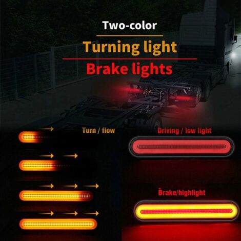 Jaune Et Rouge Led Dynamic Stop Run Turn Signal Frein Arri Re Feu Arri Re Remorque Camion