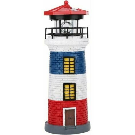 Led Phare Solaire Capteur Balise Lampe Rotative Statue Jardin Lumière  Extérieure