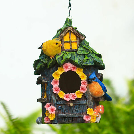 Maison d'oiseau suspendue pour le décor de jardin extérieur, nichoir en  résine faite à la main Ornements décoratifs de nichoir pour patio