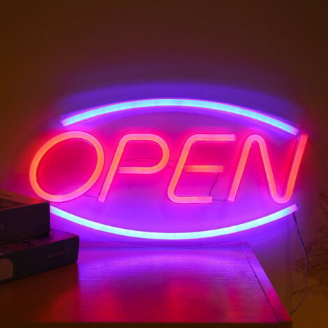 1pc Enseigne Lumineuse Open Néon Art Mural Ouverte USB Lampe Néon pour Magasin Club Garage Deco Cadeau Décoration Bar de Fête