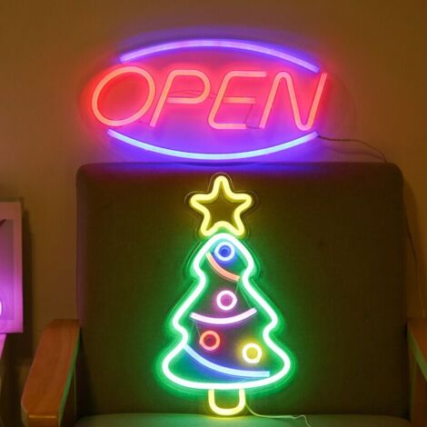 1pc Enseigne Lumineuse Open Néon Art Mural Ouverte USB Lampe Néon pour Magasin Club Garage Deco Cadeau Décoration Bar de Fête