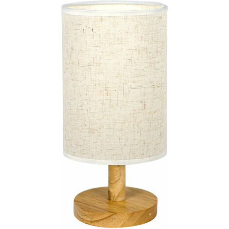 Petite lampe de chevet base en bois ronde