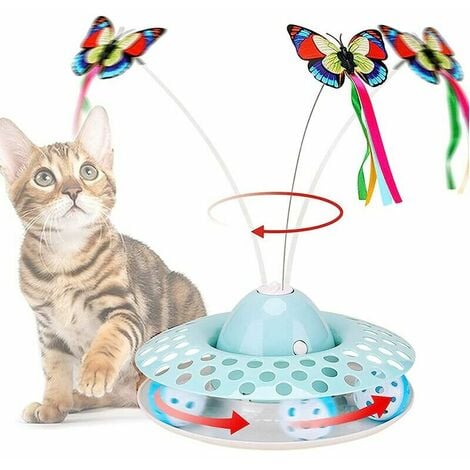Jouet pour chat interactif automatique électrique avec papillon rotatif et  balle de rechange 360° ( A)