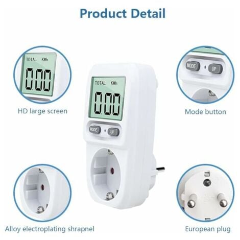 Maxcio Prise Compteur d'Énergie, Consommation d'Énergie Mètre Wattmètre  avec 7 Mode, Prise Consommation Electrique pour Économie d'Energie,  Surcharges de Protection, 3680W MAX (2 Packs) : : Bricolage