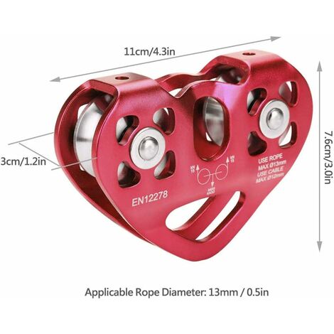 Poulie Double Escalade Pwshymi 30KN - Pour Tyrolienne Et Sauvetage