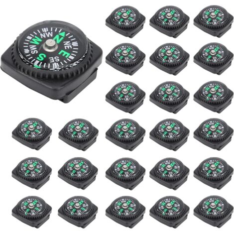 25 Mini Boussoles Bouton - Paracord, Bracelet Survie, Randonnée - 22mm