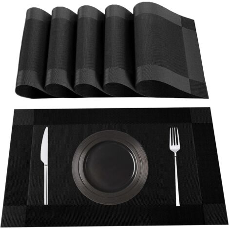 6 Sets De Table Lavables En PVC - Antidérapants, Résistants à La Chaleur - 45x30 Cm Gris Pour Maison/restaurant