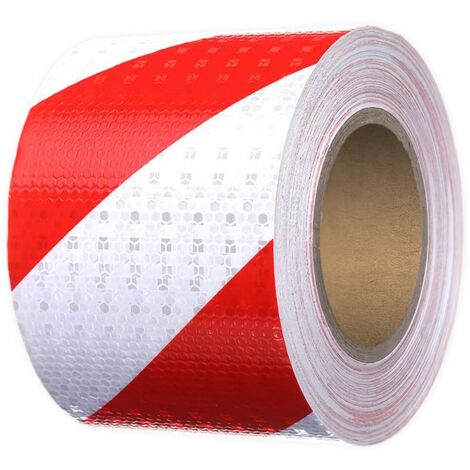 25m x 10cm Bande Réfléchissante Autocollante Rouge et Blanc,Intensité ...