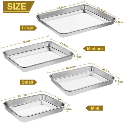 Lot De 2 Mini Plaques De Cuisson Antiadhésives Rectangulaires 26x19x6cm - Acier Inoxydable