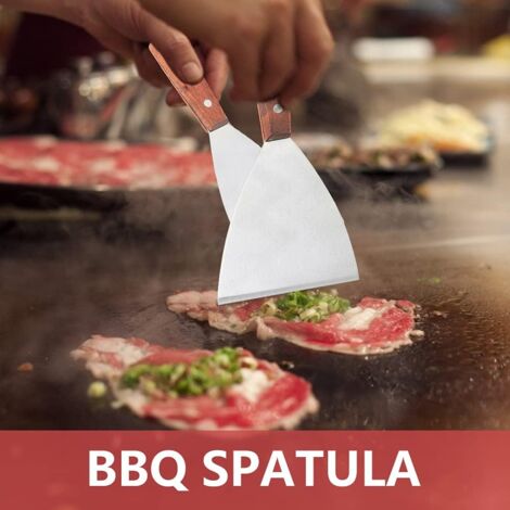 Plaque De Cuisson En Acier Inox Pour Barbecue - 36x30cm - Épaisseur 1.5mm - Avec Spatules Et Pince - Pour Plancha Et Teppanyaki