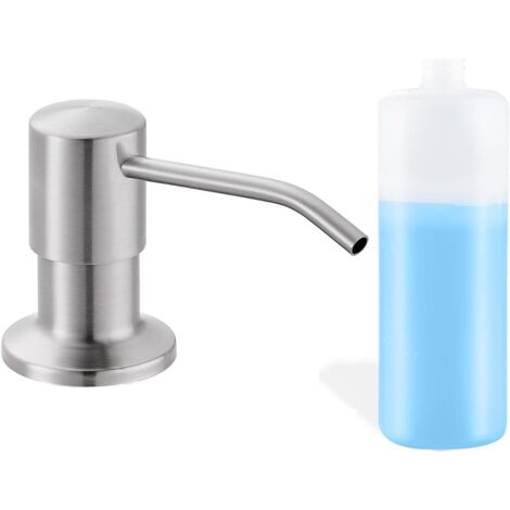 Distributeur De Savon Intégré Pour évier De Cuisine, Tête De Pompe De Comptoir En Acier Inoxydable Brosse Plastique Integre Avec Bouteille Rechargeable De 500 Ml 87915214
