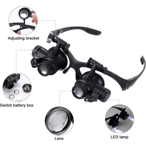 Loupe à Bandeau Avec LED Et 4 Lentilles Interchangeables HH509 - Pour Horlogers, Bijoutiers, Travaux De Précision