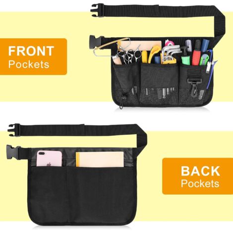 Sac De Rangement Multi-poches Pour Outils De Jardin - 34x17x30 Cm, Tissu Oxford 600D Résistant à L'eau - Noir