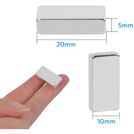 Lot De 1 à 10 Aimants Néodyme Très Puissants - Tailles 20x10x5mm Ou 30x10x5mm, Argenté, Pour Bricolage Ou Projets