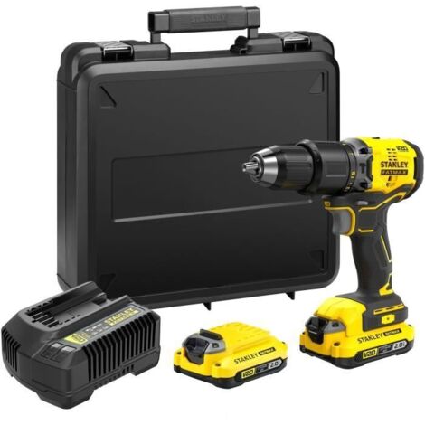 Stanley – Perceuse à percussion sans fil 18V SFMCD715D2KQW – 2 batteries 2.0Ah – Moteur Brushless pour béton armé – Couple 50Nm (1/5)