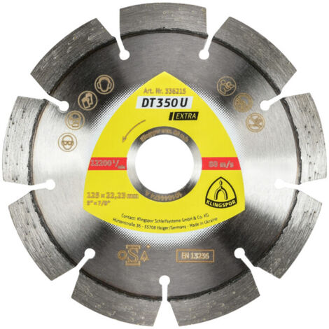 Disque à tronçonner diamanté Klingspor DT 350 U Extra 180x2 6x22 23 mm (1/2)