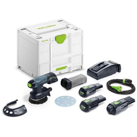 Festool – Ponceuse excentrique sans fil 18V – 3,0 Ah – Ø plateau 125mm – Aspiration automatique Bluetooth – Pour ponçage vertical et en hauteur
