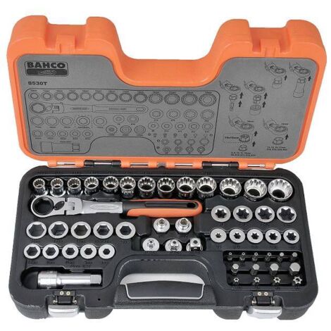 Bahco – Coffret de clés à douille 53 pièces – Alliage d'acier haute performance – Cliquet 72 dents avec tête mobile – Mallette HDPE (1/10)