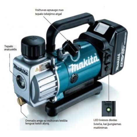 Makita – Pompe à vide sans fil 18V – Débit max 1.5m³/h – Moteur Brushless pour performances optimales – Pour espaces confinés - DVP180Z