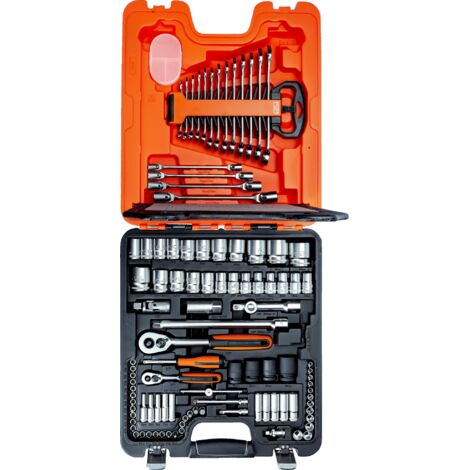 Bahco – Coffret cliquet et douilles 106 pcs – 1/4" et 1/2" – Chrome-vanadium – Résistant aux chocs et à l'huile