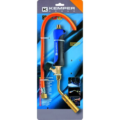 Kemper – Chalumeau soudeur à flamme bi-gaz – Buse interchangeable 20 mm – Tuyau 1,5 m pour bouteille butane 13 kg – Puissance 1,1 kW - 1217tf