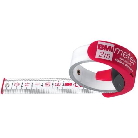 Mètre déroulant 2 m 429241021 – Acier inoxydable laqué – Largeur bande 16 mm – Étanche et incassable pour chantiers humides – BMI - B429241021