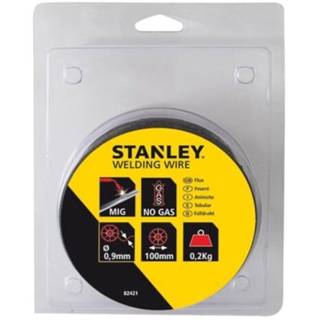 Stanley – Fil à souder MIG MAG 0,9 mm 0,2 kg – Fil fourré sans gaz pour acier carbone – Soudure propre et solide – Pour tous types de métaux