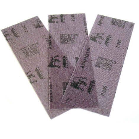Mirka – Lot de 10 feuilles abrasives maillées 80x230 mm P120 – Pour ponçage bois dur et surfaces variées – Fixation auto-agrippante - AE175F1012