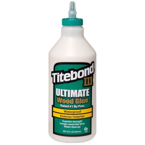 Colle à bois Titebond III Ultimate 948 ml – Pour bois dur et teck – Résistante à l'eau – Application facile en intérieur et extérieur