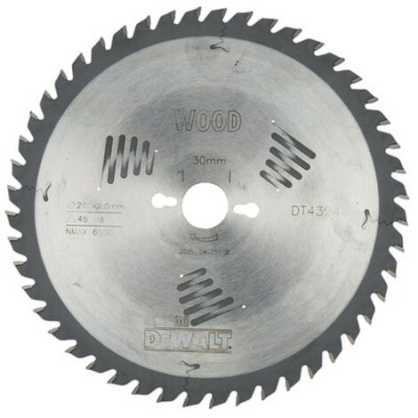 Lame scie stationnaire DT4324 Ø260 DEWALT pour tous usages - alésage 30 - 48 dents positif - DT4324 (1/6)