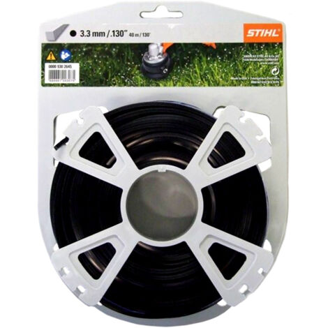Stihl – Fil pour débroussailleuse 3,3 mm x 40 m – Coupe précise pour terrains accidentés – Performance optimale – Compatible avec coupe-bordures