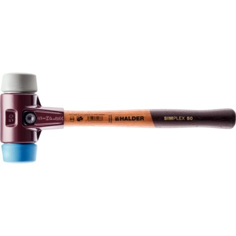 Maillet HALDER SIMPLEX TPE souple / caoutchouc chargé avec boîtier en fonte malléable et manche en bois - D=80 mm - 3013.080