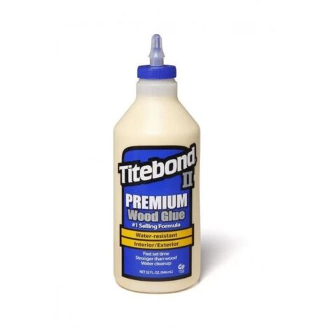 Colle à bois TITEBOND PREMIUM II 946 ml – Résistance à l'eau – Forte adhérence initiale – Séchage rapide – Pour menuiserie extérieure