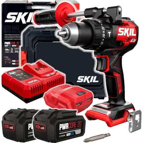 Perceuse-visseuse à percussion 20V avec 1 batterie 4Ah – Moteur Brushless – Capacité perçage béton 24mm – Force d'impact 2.2J – Skil (1/3)