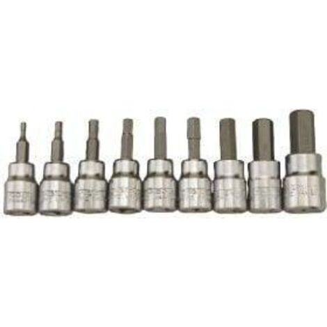 Set de 8 embouts sur douille 3/8 AF Hex allant de 3/32 à 3/8 Teng Tools M3811 (1/3)