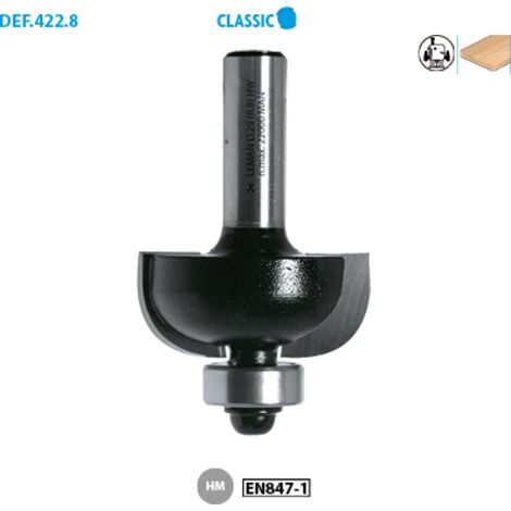 Mèche à gorge + guide Classic ø 22 ø Queue 8 Long. Utile 11 Nbr coupes 2 Rayon 5mm (1/2)