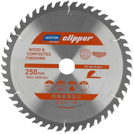 LAME CARBURE FINITION 250X3.2/2.2X30 Z48 NORTON CLIPPER - 70184608109