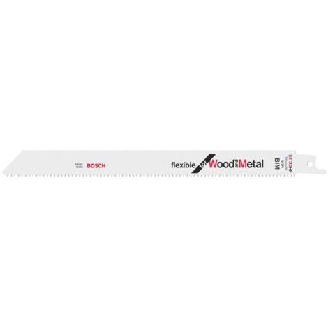Bosch – Lames de scie sabre bimétal 225mm – Pour bois avec clous, tôle fine, tuyaux – Boîte de 100 lames – Denture fine 2.5 TPI