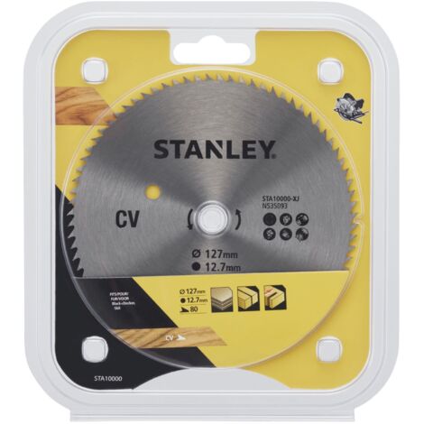 Stanley Black & Decker – Lame de scie circulaire 127 mm – 80 dents pour coupes fines dans le bois tendre et contreplaqué – Épaisseur 12,7 mm - STA10000-XJ