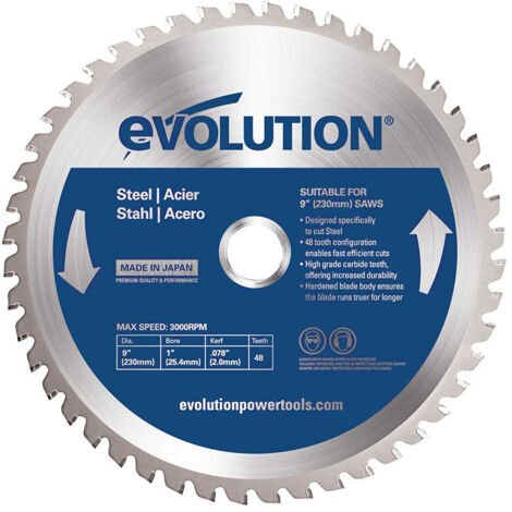 Lame de scie à chaîne Evolution 230 mm / 48 dents en acier TCT Widia pour tronçonneuses