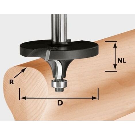 492710 Fraise à moulurer 64mm – Rayon 16mm – Longueur tige 26mm – Pour bois dur – Compatible défonceuses Festool (1/2)