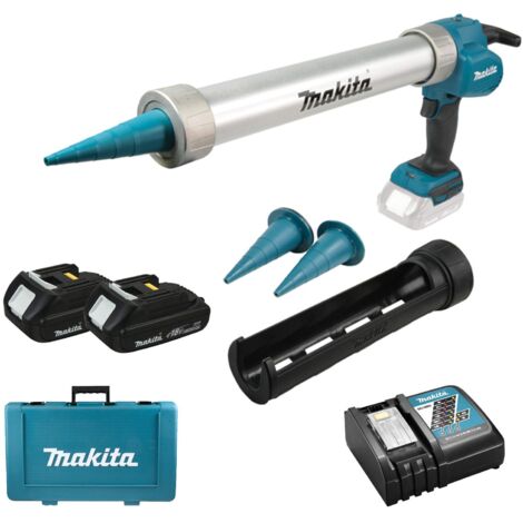 Makita – Pistolet extrudeur sans fil 18V – 2x batterie 1,5Ah – Pression max 500kg – Vitesse 0-28mm/s pour cartouches 310ml et sachets 600ml