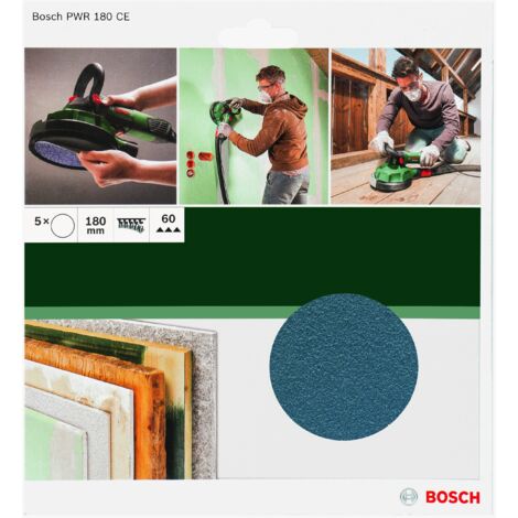 Feuilles abrasives PWR 180 mm K60 Taille 60 BOSCH 2609256D37 (1/5)