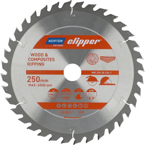 Norton piła tarczowa 250mm x 30mm x 36z drewno i kompozyty atb (3,2 / 2,2) (1/2)