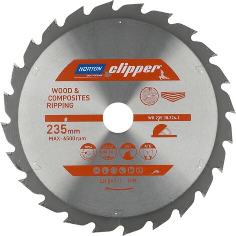 SCIE CIRCULAIRE NORTON 235 mm x 30 mm x 24 dents BOIS ET COMPOSITES ATB (2,8 / 1,8) (1/3)